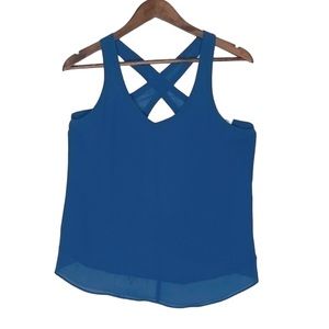 ❤️💜💙💛 Anthro Silence + Noise Bright Blue Chiffon Tank Size Small
